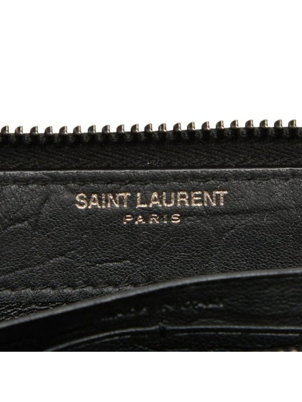 Saint Laurent YSL Logo Embossed Cassandra Round Zip Wallet Black Leather - Picture 8 of 10
